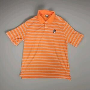 Ping Golf Polo Shirt Mens XL Orange Striped Performance FCA Logo